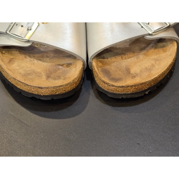 Birkenstock Madrid Sandals Silver Womens EU 41 US 10 Narrow Cork Footbed Germany - Picture 5 of 9